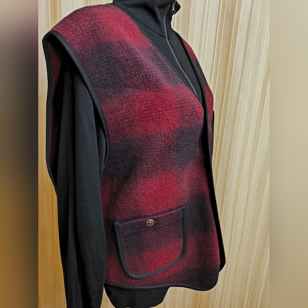 Plaid Wool Blend Hunting Vest XL